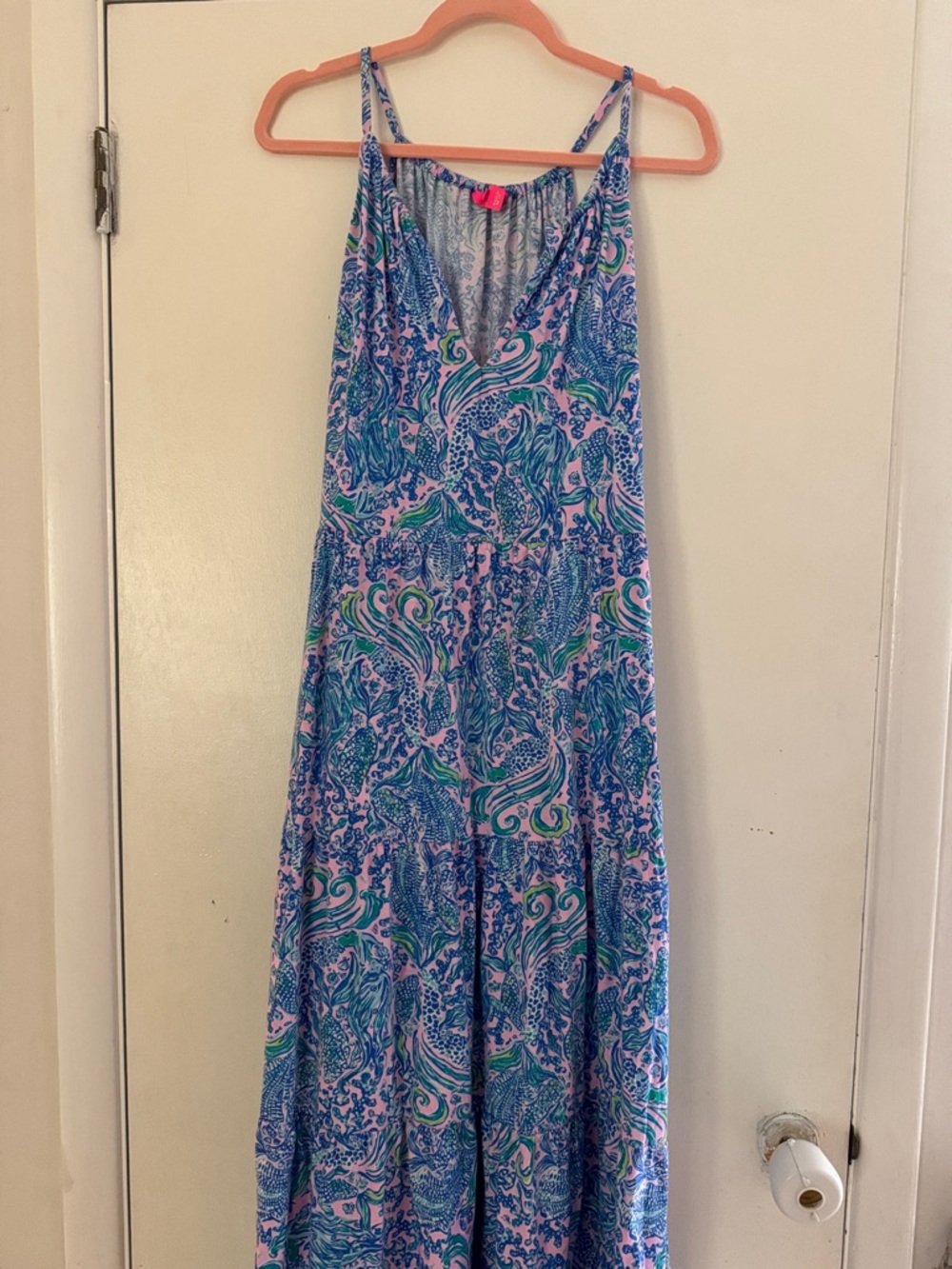 Lilly Pulitzer Blue, Pink & Green Paisley Maxi Dress